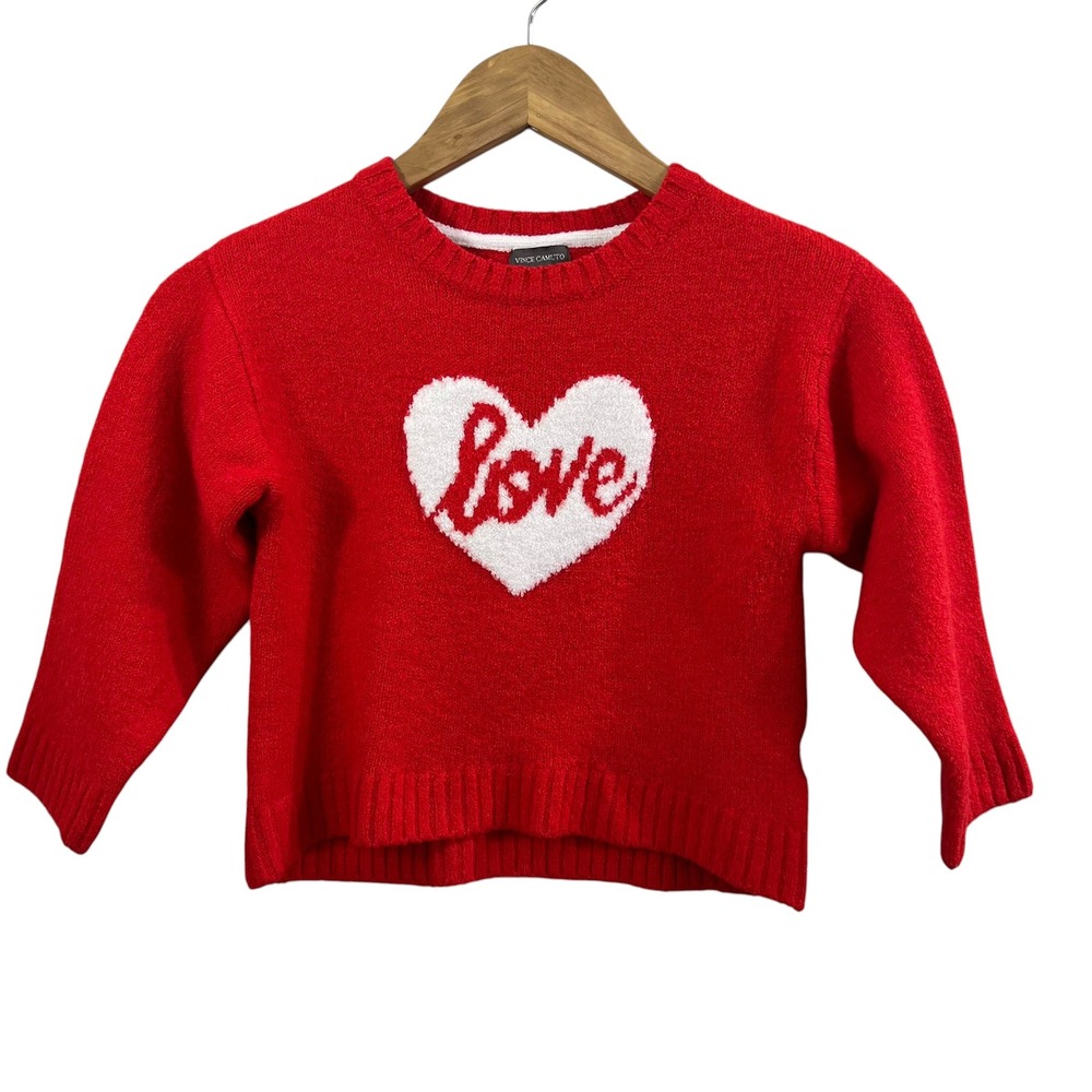 Vince Camuto Kids Heart Love Knit Sweater Red Size XS 4/5 Valentines Day